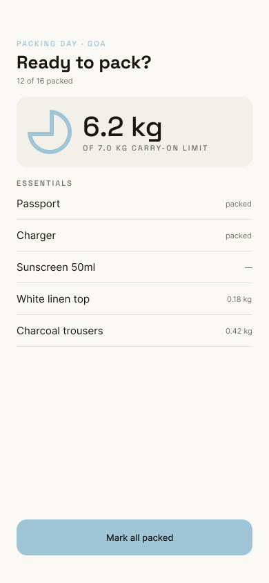 Packr 05 - Checklist